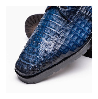 Marco Di Milano Rugasa Men's Shoes Navy Exotic Crocodile Skin Derby (MDM1238)
