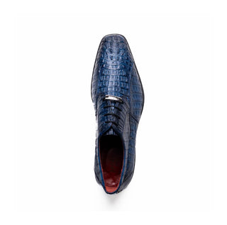 Marco Di Milano Rugasa Men's Shoes Navy Exotic Crocodile Skin Derby (MDM1238)