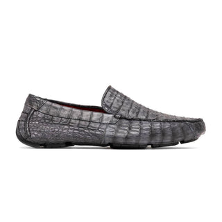 Marco Di Milano Remo Men's Shoes Gray Exotic Crocodile Moccasin Driver Loafers (MDM1188)