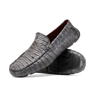 Marco Di Milano Remo Men's Shoes Gray Exotic Crocodile Moccasin Driver Loafers (MDM1188)