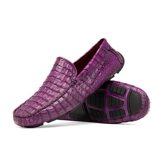 Marco Di Milano Remo Men's Shoes Purple Exotic Crocodile Moccasin Driver Loafers (MDM1188)