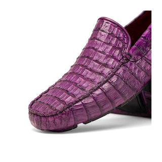 Marco Di Milano Remo Men's Shoes Purple Exotic Crocodile Moccasin Driver Loafers (MDM1188)