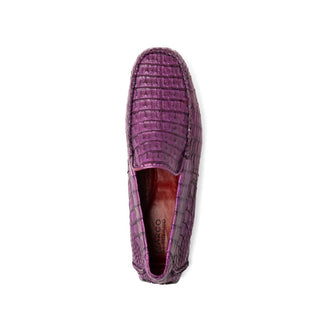 Marco Di Milano Remo Men's Shoes Purple Exotic Crocodile Moccasin Driver Loafers (MDM1188)