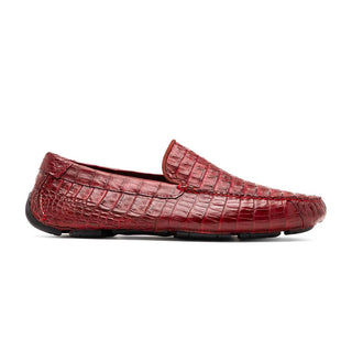 Marco Di Milano Remo Men's Shoes Wine Exotic Crocodile Moccasin Driver Loafers (MDM1188)