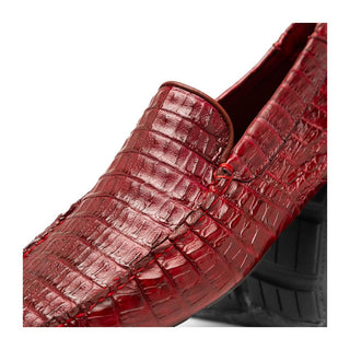 Marco Di Milano Remo Men's Shoes Wine Exotic Crocodile Moccasin Driver Loafers (MDM1188)