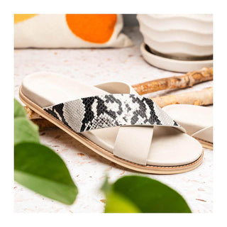 Zelli Italia Rena Men’s Shoes Taupe Python Print / Goat-Skin Leather Sandal (ZEL1012)