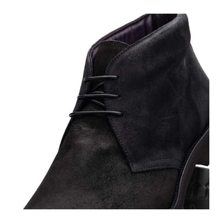 Zelli Italia Rezza Men's Shoes Black Calf-Skin Suede Chukka Boot (ZEL1065)