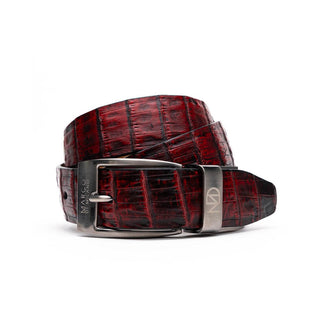 Marco Di Milano Riccardo Men's Black Cherry Genuine Crocodile Belts (MDMB1050)