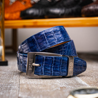 Marco Di Milano Riccardo Men's Blue Jeans Genuine Crocodile Belts (MDMB1050)