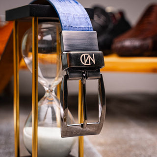 Marco Di Milano Riccardo Men's Blue Jeans Genuine Crocodile Belts (MDMB1050)