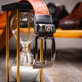 Marco Di Milano Riccardo Men's Rustic Cognac Genuine Crocodile Belts (MDMB1050)