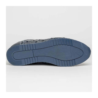 Zelli Italia Rio Men's Shoes Black Denim Ostrich Skin Sneaker (ZEL1054)