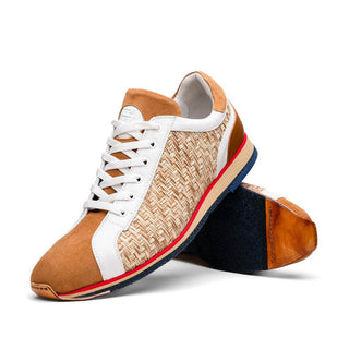 Zelli Italia Ripi Men's Shoes Brown & White Woven Calf-Skin Leather Sneaker (ZEL1056)