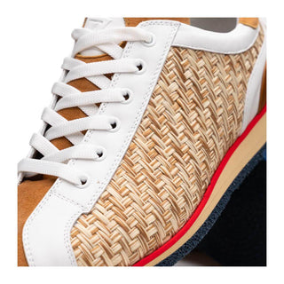 Zelli Italia Ripi Men's Shoes Brown & White Woven Calf-Skin Leather Sneaker (ZEL1056)