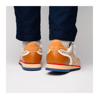 Zelli Italia Ripi Men's Shoes Brown & White Woven Calf-Skin Leather Sneaker (ZEL1056)