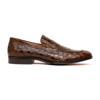 Zelli Italia Roma Men's Shoes Cognac Crocodile Skin Penny Loafer (ZEL1003)