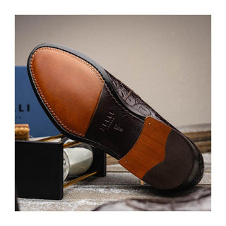 Zelli Italia Roma Men's Shoes Nicotine Crocodile Skin Penny Loafer (ZEL1003)