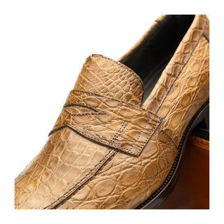 Zelli Italia Roma Men's Shoes Taupe Crocodile Skin Penny Loafer (ZEL1003)