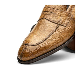 Zelli Italia Roma Men's Shoes Taupe Crocodile Skin Penny Loafer (ZEL1003)