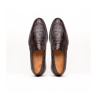Zelli Italia Roma Men's Shoes Nicotine Crocodile Skin Penny Loafer (ZEL1003)