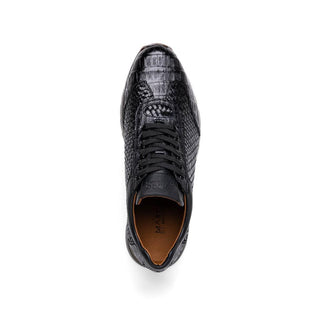 Marco Di Milano Roma Men's Shoes Black Woven Calfskin / Genuine Caiman Crocodile Fashion Sneaker (MDM1106)