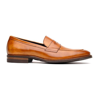 Zelli Italia Roma Men's Shoes Camel Burnished Calf-Skin Leather Penny Loafer (ZEL1019)