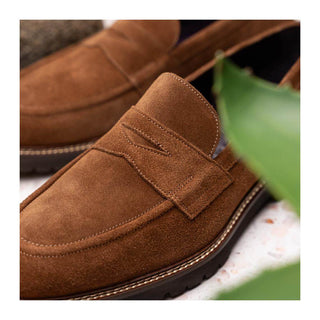 Zelli Italia Roma Men's Shoes Tobacco Suede Leather Penny Loafer (ZEL1032)