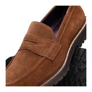 Zelli Italia Roma Men's Shoes Tobacco Suede Leather Penny Loafer (ZEL1032)