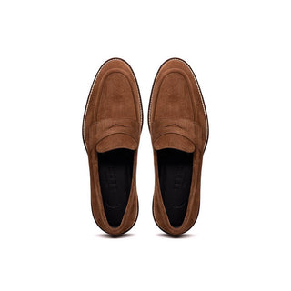 Zelli Italia Roma Men's Shoes Tobacco Suede Leather Penny Loafer (ZEL1032)