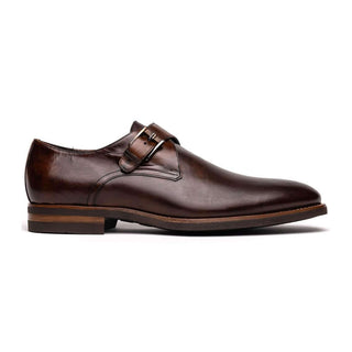 Zelli Italia Roman Men's Shoes Chestnut Calf-Skin Leather Single Monk-Strap (ZEL1076)