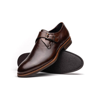 Zelli Italia Roman Men's Shoes Chestnut Calf-Skin Leather Single Monk-Strap (ZEL1076)