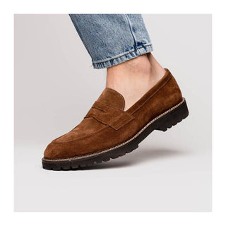 Zelli Italia Roma Men's Shoes Tobacco Suede Leather Penny Loafer (ZEL1032)