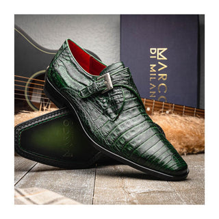 Marco Di Milano Rovigo Men's Shoes Green Exotic Crocodile Single Monk Strap (MDM1126)