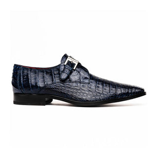 Marco Di Milano Rovigo Men's Shoes Navy Exotic Crocodile Single Monk Strap (MDM1126)