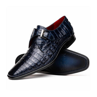 Marco Di Milano Rovigo Men's Shoes Navy Exotic Crocodile Single Monk Strap (MDM1126)