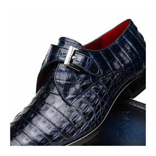 Marco Di Milano Rovigo Men's Shoes Navy Exotic Crocodile Single Monk Strap (MDM1126)