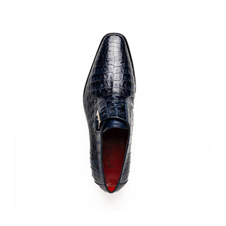 Marco Di Milano Rovigo Men's Shoes Navy Exotic Crocodile Single Monk Strap (MDM1126)