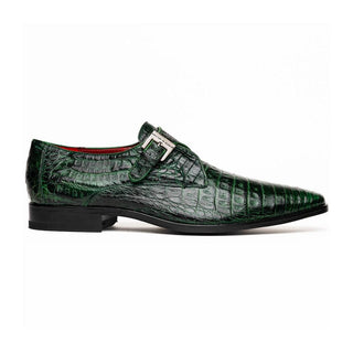 Marco Di Milano Rovigo Men's Shoes Green Exotic Crocodile Single Monk Strap (MDM1126)