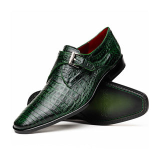 Marco Di Milano Rovigo Men's Shoes Green Exotic Crocodile Single Monk Strap (MDM1126)