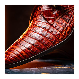 Marco Di Milano Rovigo Men's Shoes Rustic Cognac Exotic Crocodile Single Monk Strap (MDM1126)