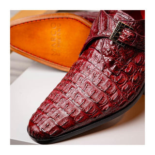Marco Di Milano Luigi Men's Shoes Wine Exotic Crocodile Skin Single Monk Strap (MDM1000)
