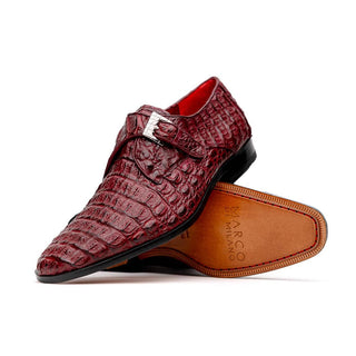 Marco Di Milano Luigi Men's Shoes Wine Exotic Crocodile Skin Single Monk Strap (MDM1000)