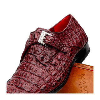 Marco Di Milano Luigi Men's Shoes Wine Exotic Crocodile Skin Single Monk Strap (MDM1000)