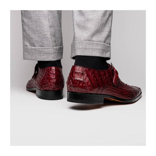 Marco Di Milano Luigi Men's Shoes Wine Exotic Crocodile Skin Single Monk Strap (MDM1000)