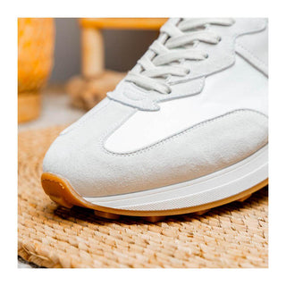 Zelli Italia Roxi Men's Shoes White Suede & Calf-Skin Leather Sneaker (ZEL1078)