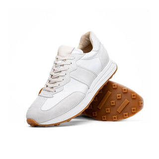 Zelli Italia Roxi Men's Shoes White Suede & Calf-Skin Leather Sneaker (ZEL1078)