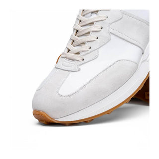 Zelli Italia Roxi Men's Shoes White Suede & Calf-Skin Leather Sneaker (ZEL1078)