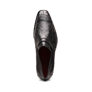 Marco Di Milano Salvatore Men's Shoes Black Genuine Ostrich Slip-On Loafers (MDM1210)