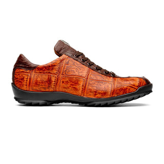 Marco Di Milano Saulo Men's Shoes Brandy & Brown Exotic Ostrich / Alligator Casual Sneakers (MDM1045)
