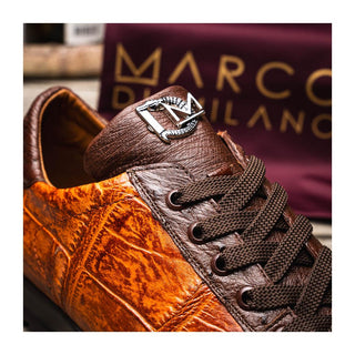 Marco Di Milano Saulo Men's Shoes Brandy & Brown Exotic Ostrich / Alligator Casual Sneakers (MDM1045)